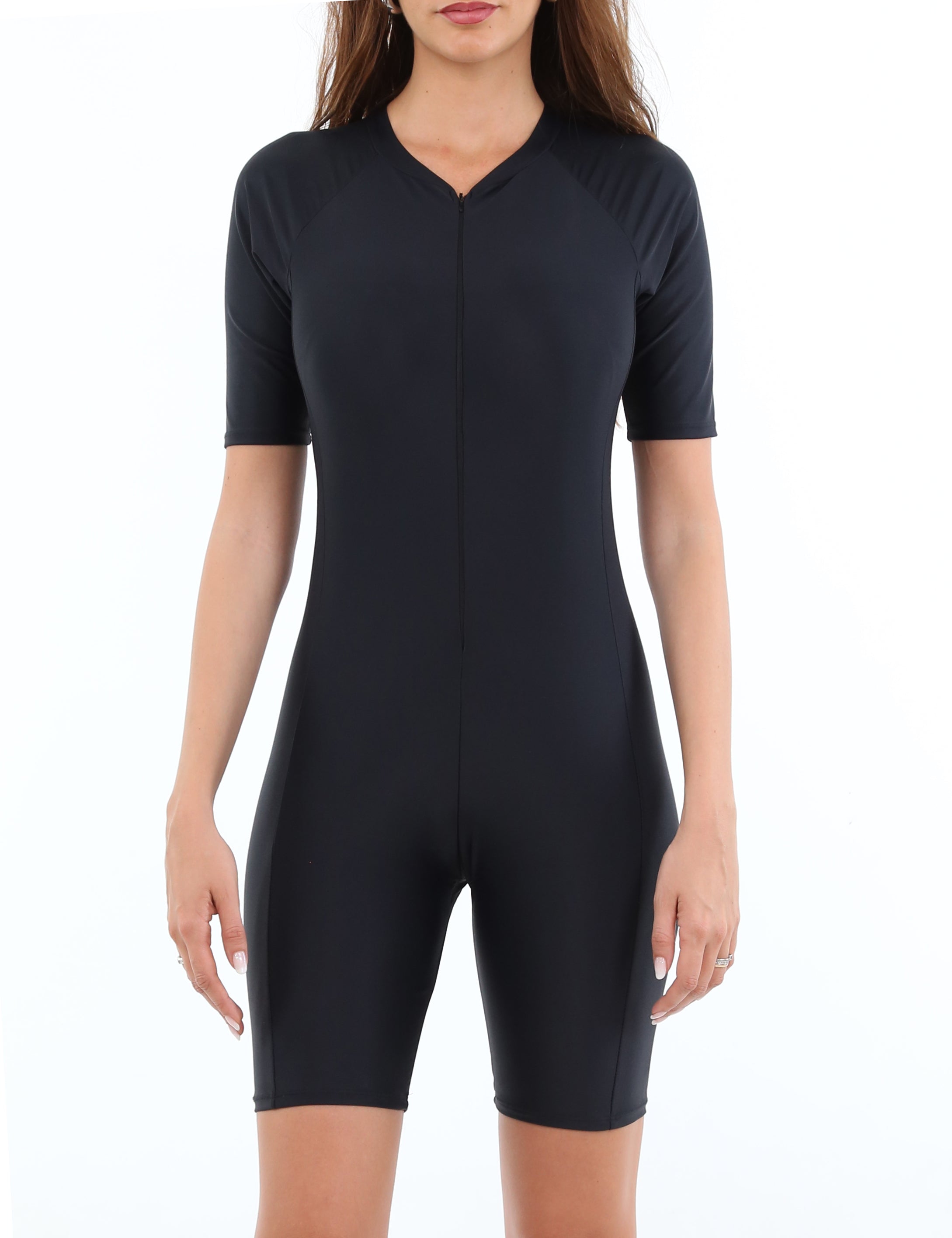 Traje de baño con piernas y mangas negro