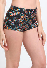 High-waisted green printed hot pants