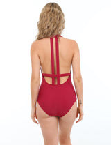 Traje de baño escotado rojo
