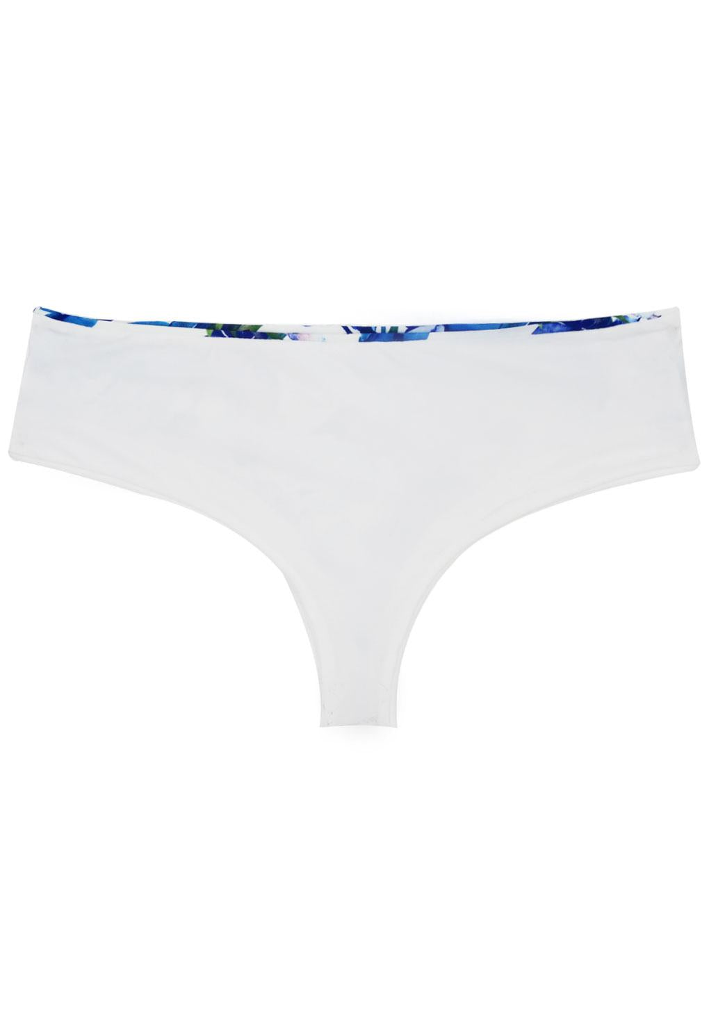 Blue print high-waisted thong bikini briefs