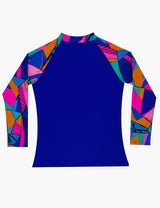 Polera niña protección UV estampado azul