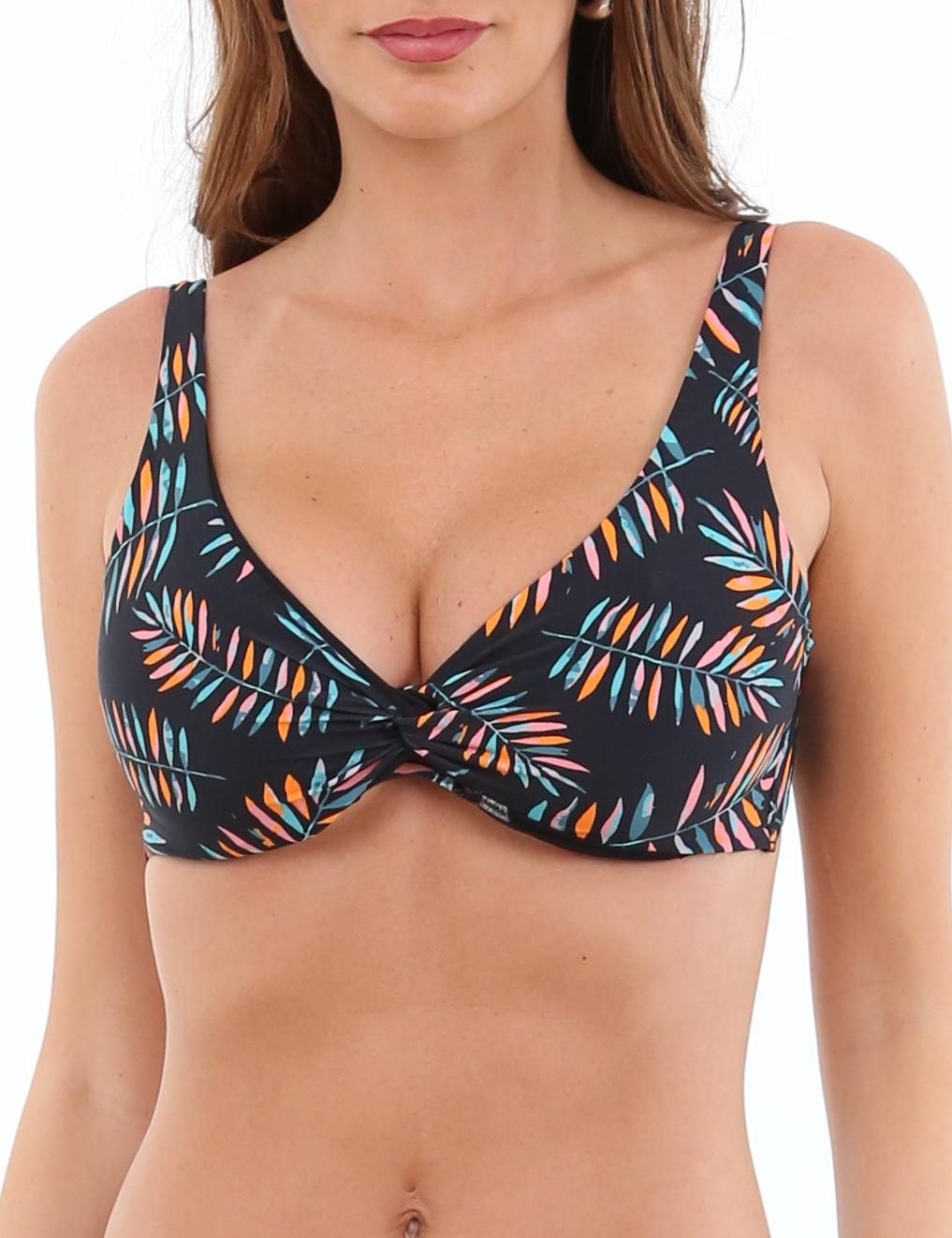 Bikini sostén torcido estampado negro copa C