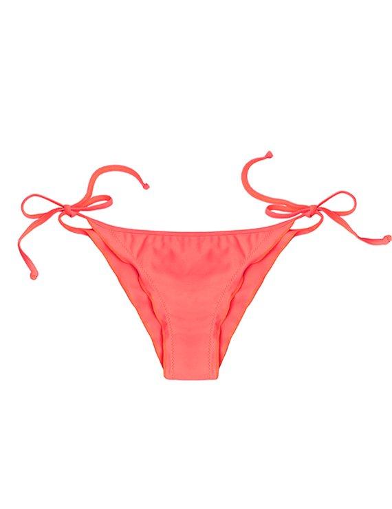 Bikini calzón estilo tanga con amarras color naranja
