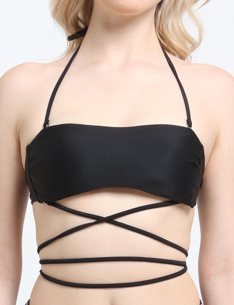 Bikini bandeau strapless negro