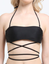 Bikini bandeau strapless negro