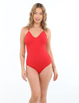 Traje de baño rebajado con amarras rojo