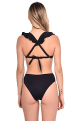 Trikini con vuelos negro