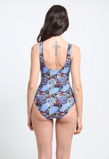 Traje de baño modelador estampado azul