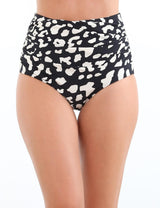 Bikini calzón pin up drapeado estampado negro