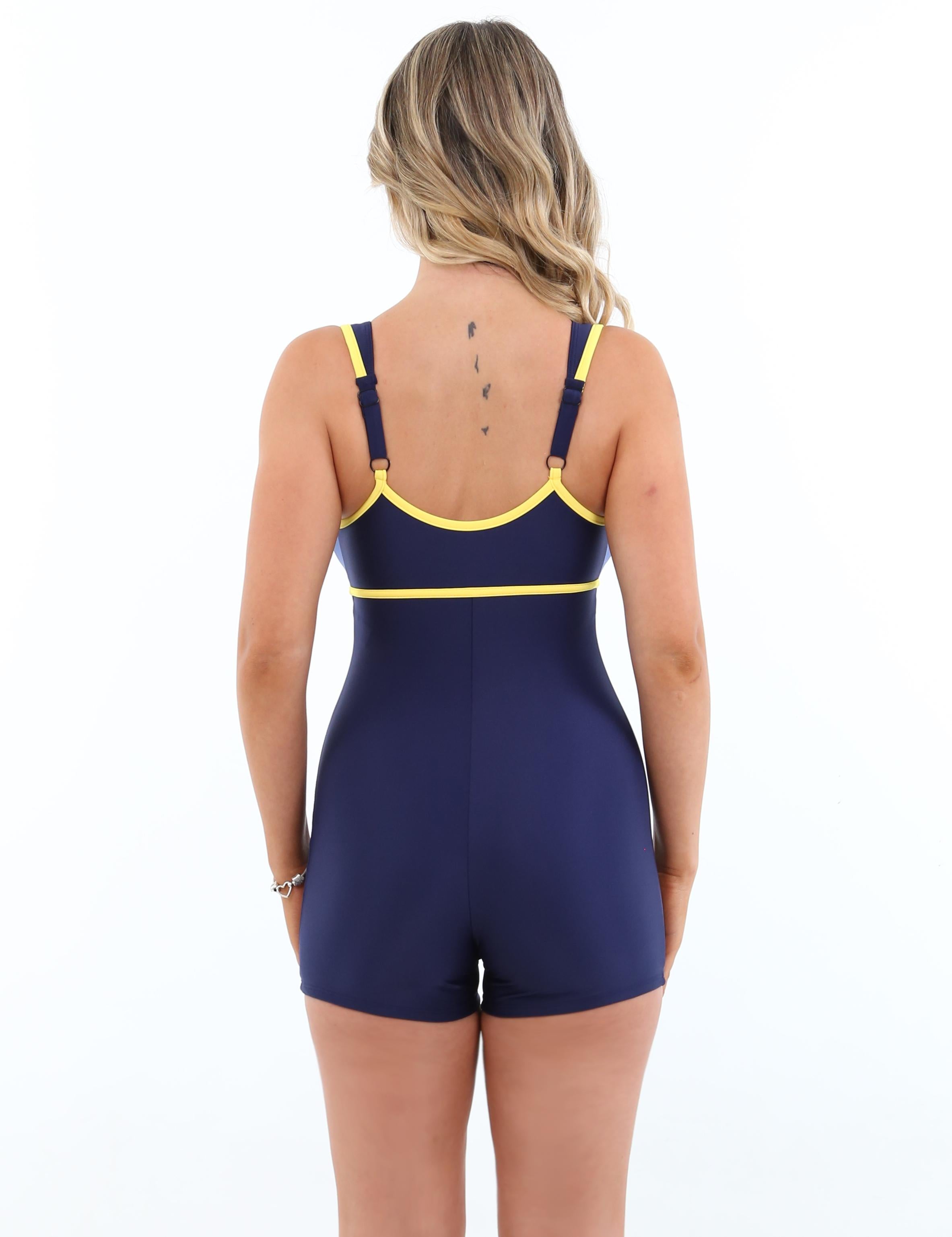 Traje de baño deportivo con piernas azul marino