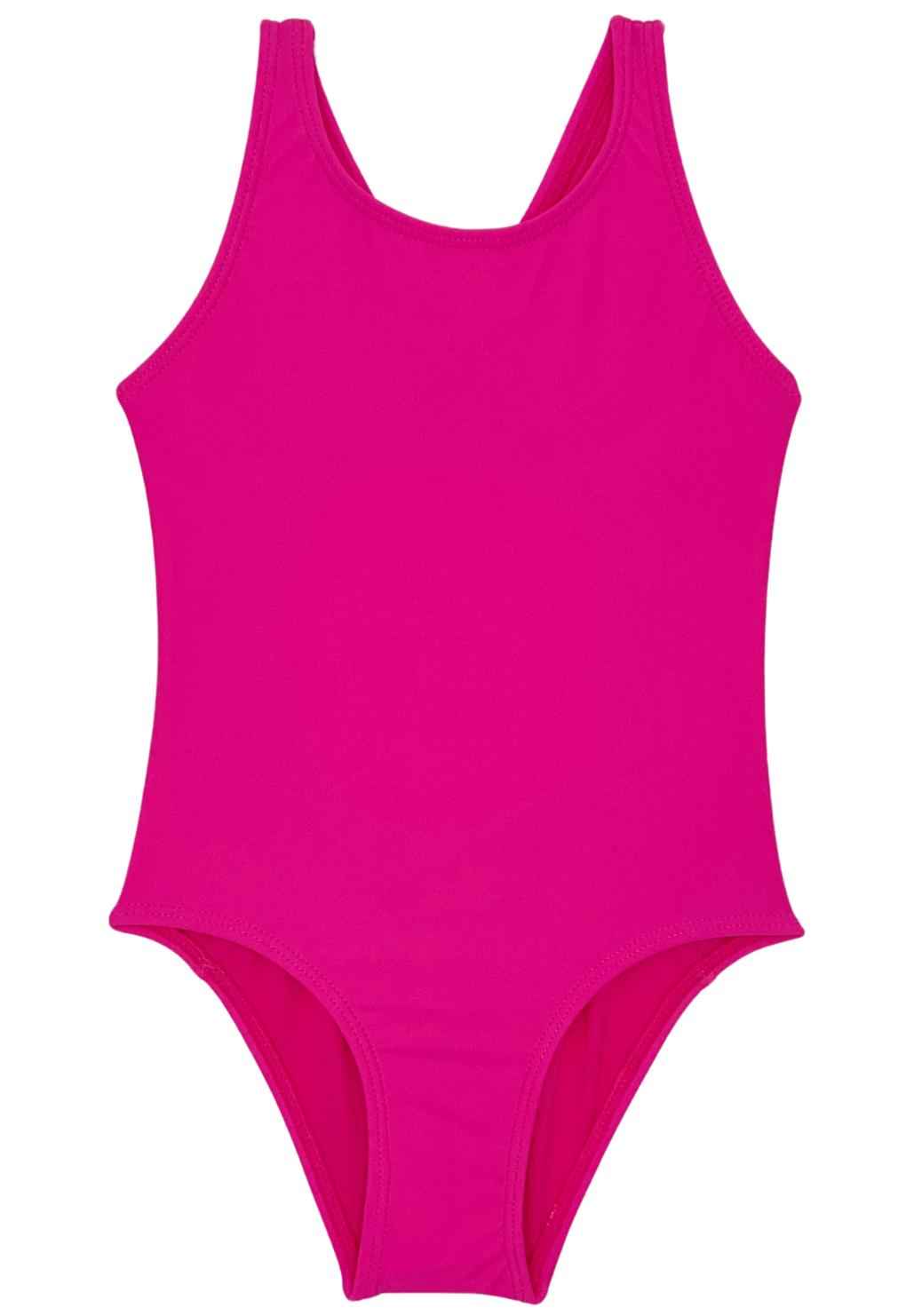Traje de baño básico de niña fucsia