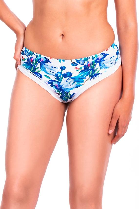 Blue print high-waisted thong bikini briefs