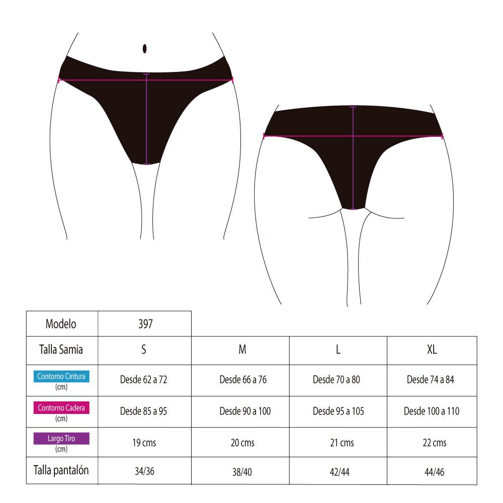 Bikini tanga cadera alta estampado lila