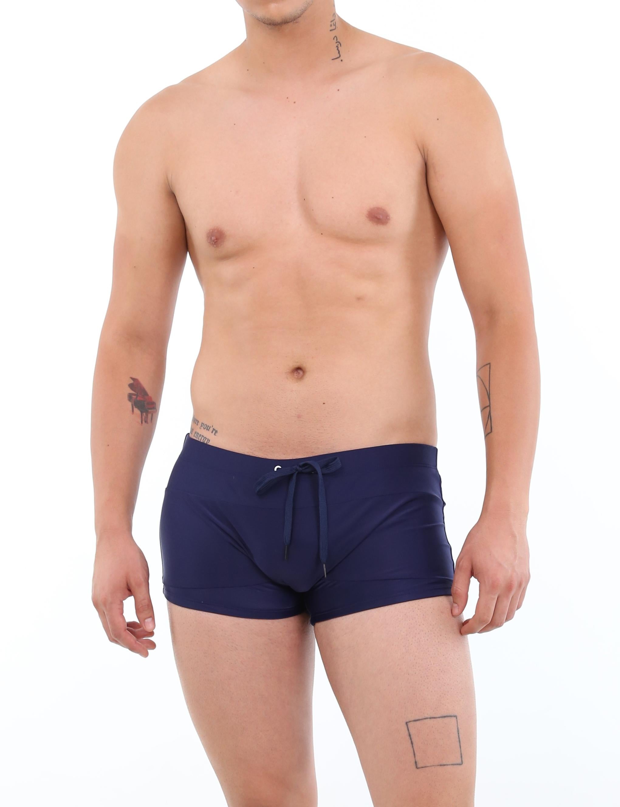 Traje de baño short bóxer para hombres azul marino