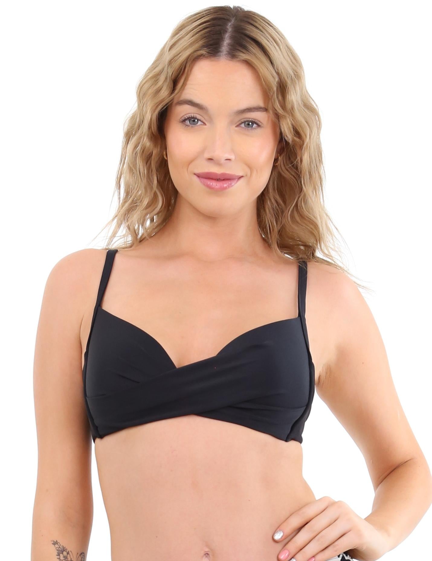 Bikini estilo sostén drapeado negro