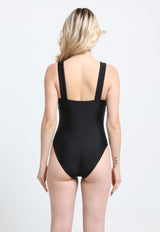 Traje de baño tirantes arruchados negro