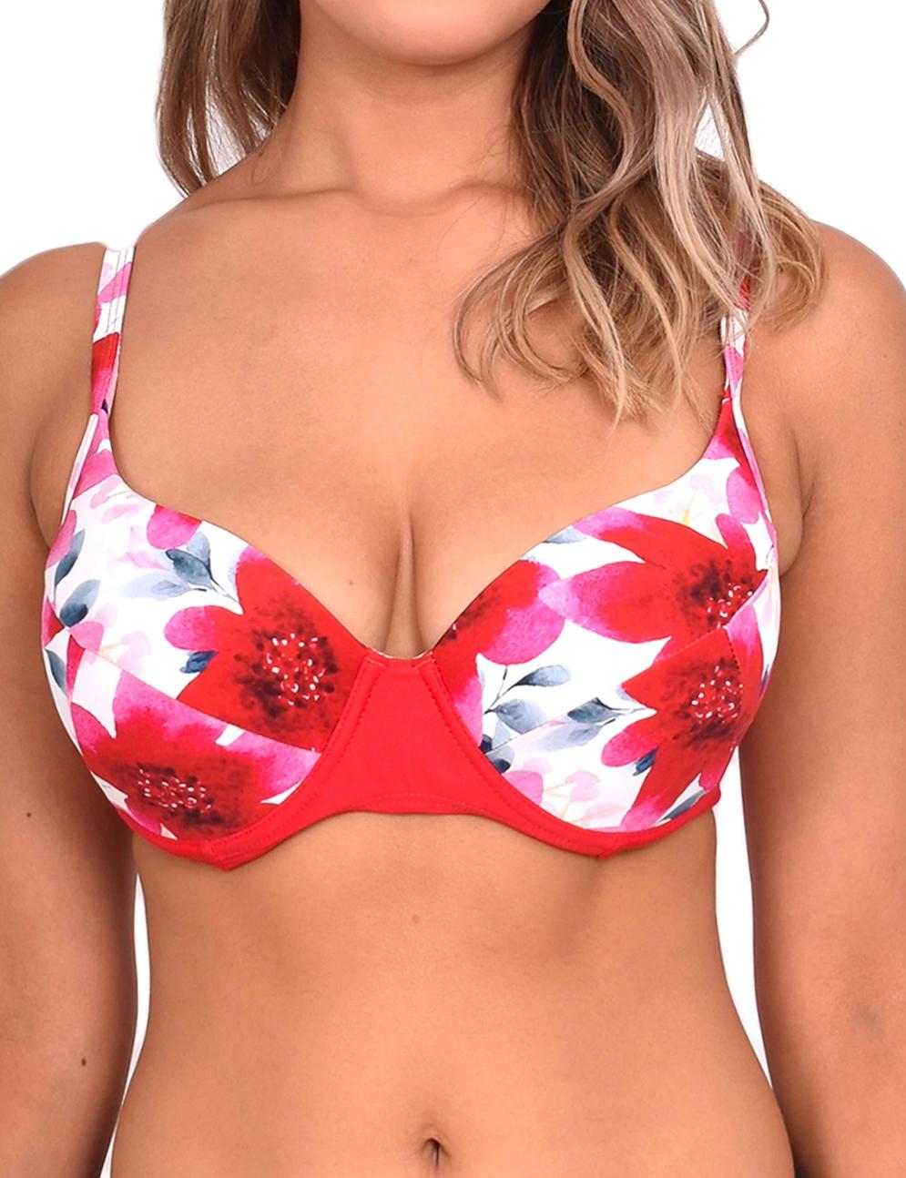 Bikini sostén copa grande estampado rojo