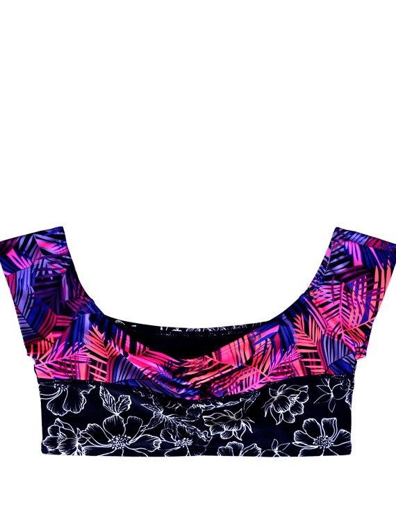 Purple printed bikini top