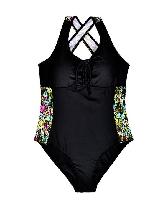 Deportivo para busto grande negro con estampado verde