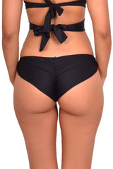Black printed draped back bikini briefs
