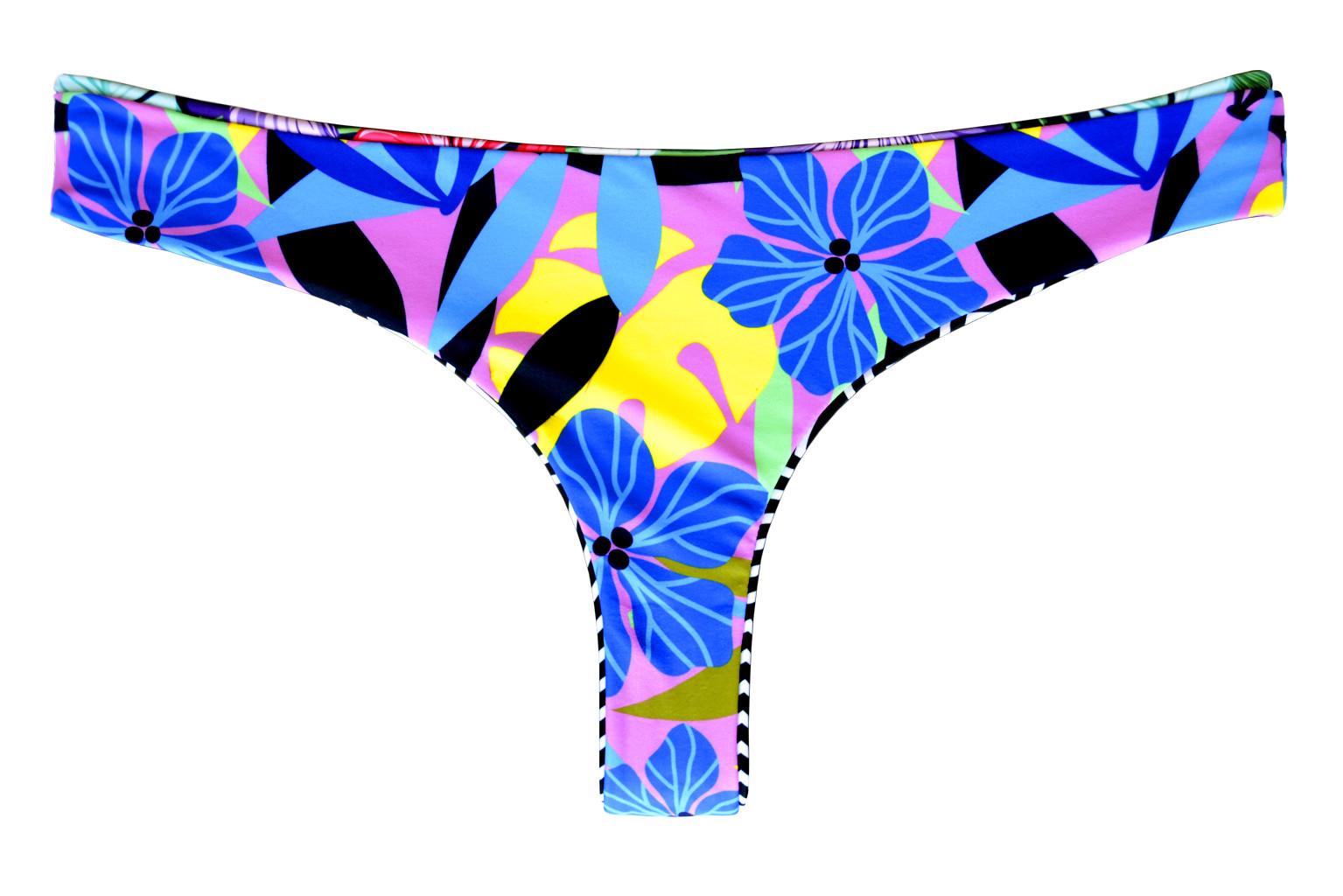 Printed reversible thong bikini briefs