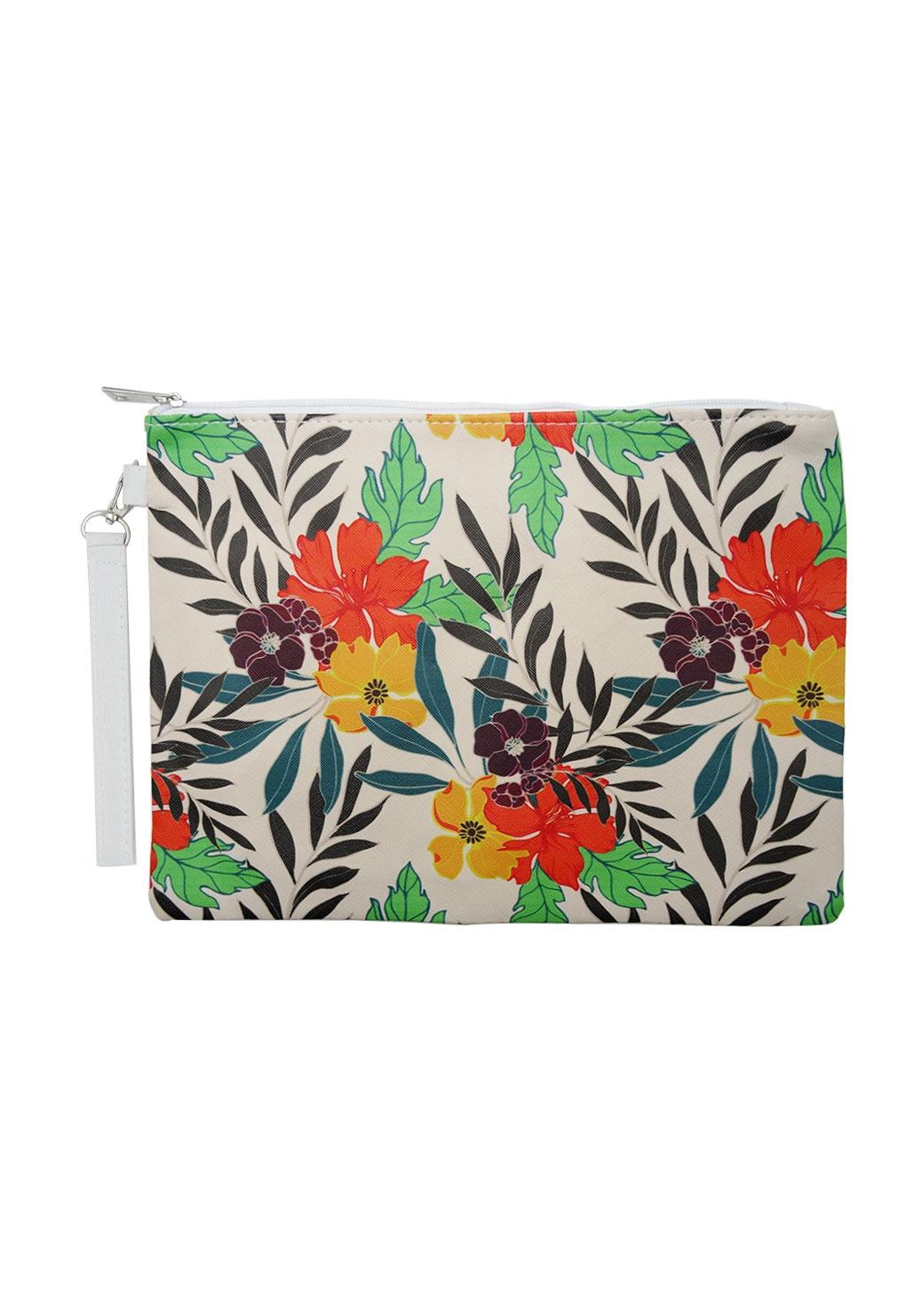 Cosmetiquero estampado hojas