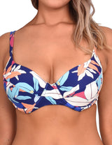 Bikini sostén copa grande estampado azul