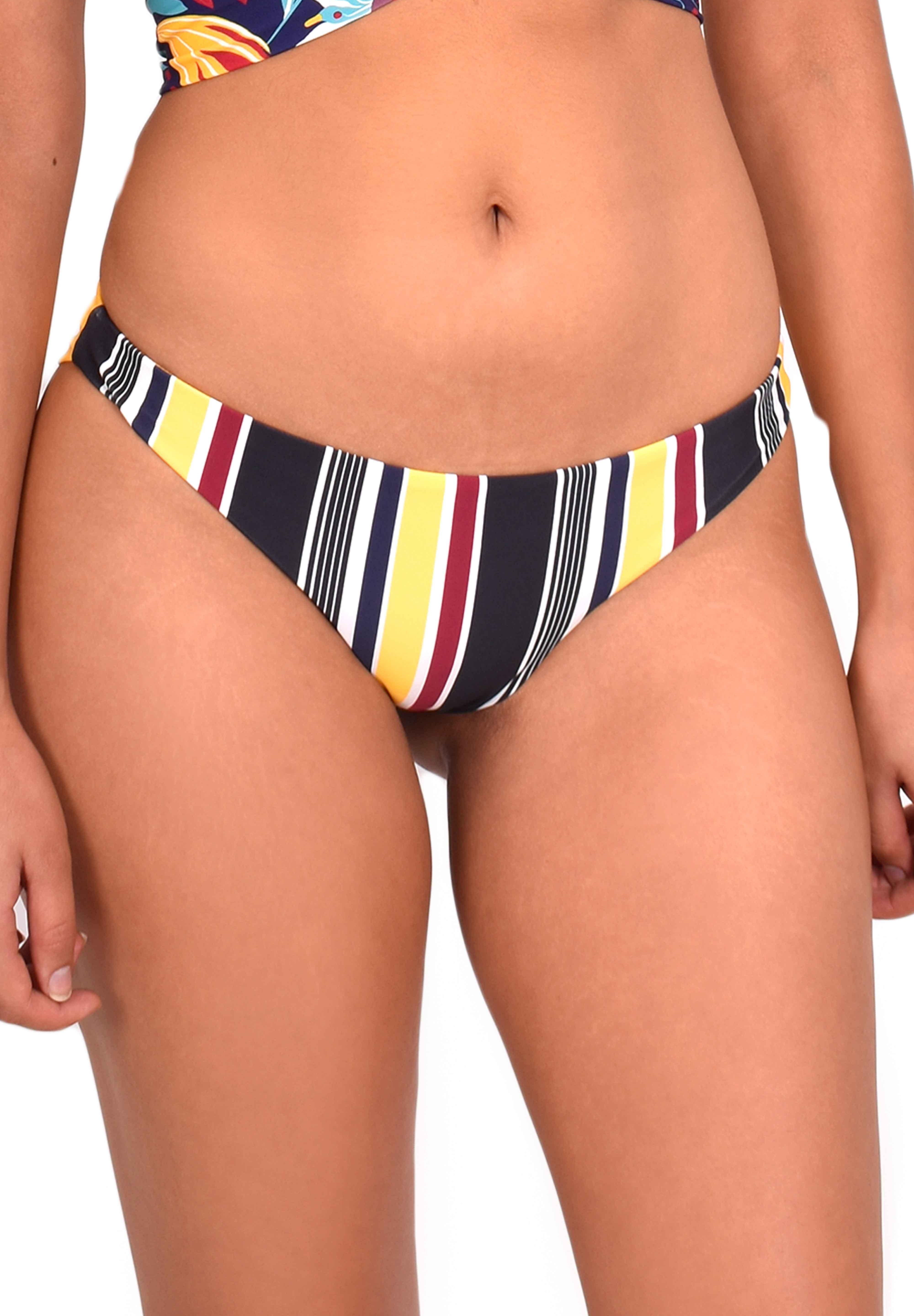 Yellow printed draped back bikini briefs