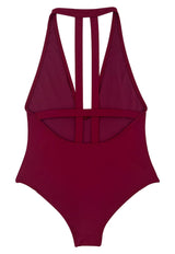 Traje de baño escotado rojo