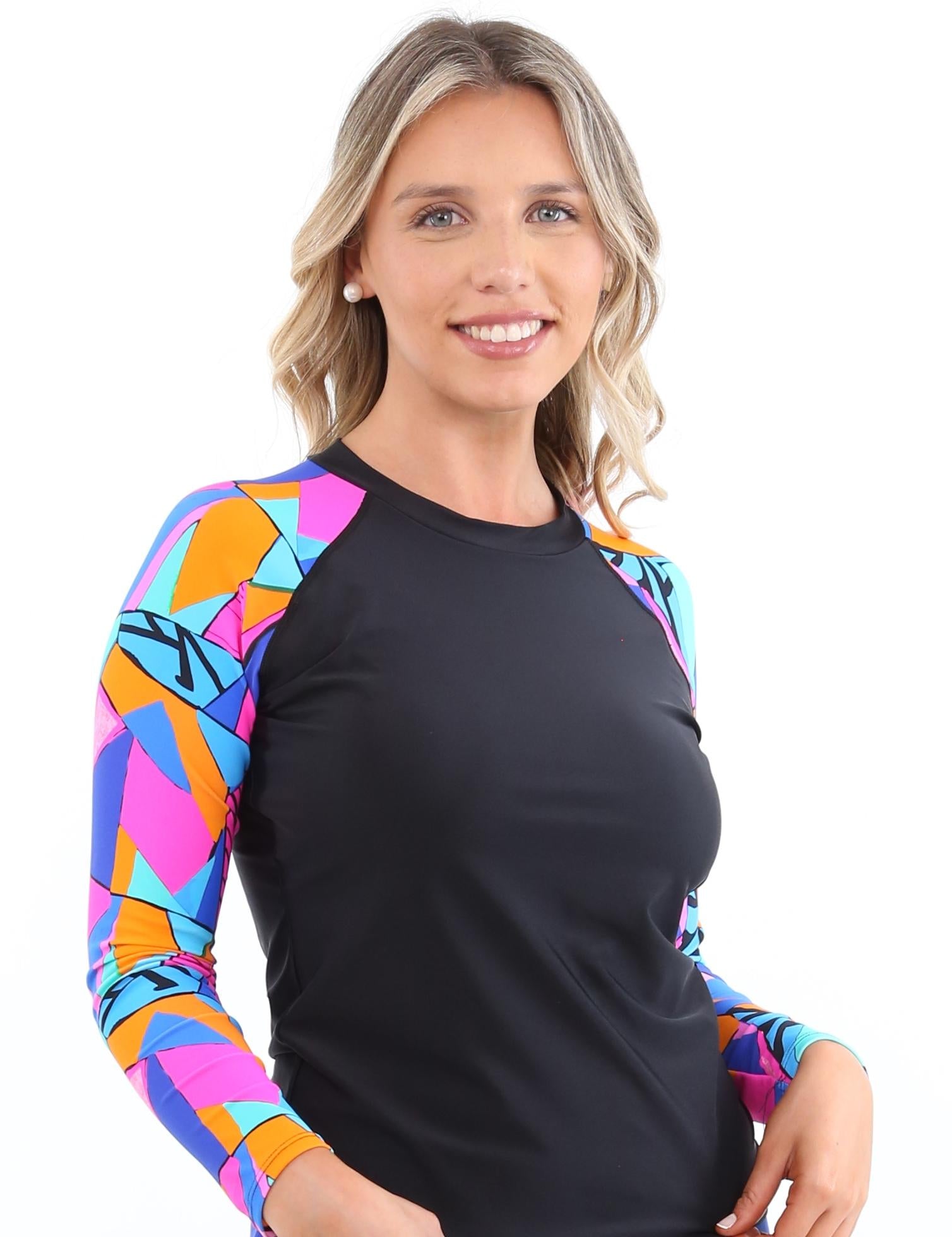Polera mujer protección UV estampado azul