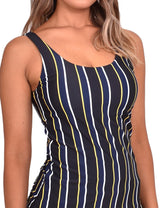 Tankini con escote en la espalda estampado amarillo