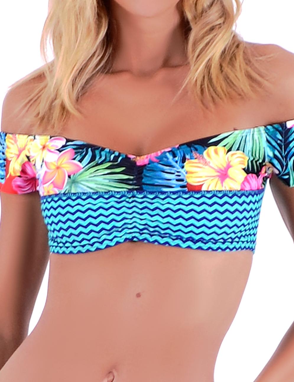 Green printed bikini top