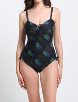 Traje de baño reductor estampado negro