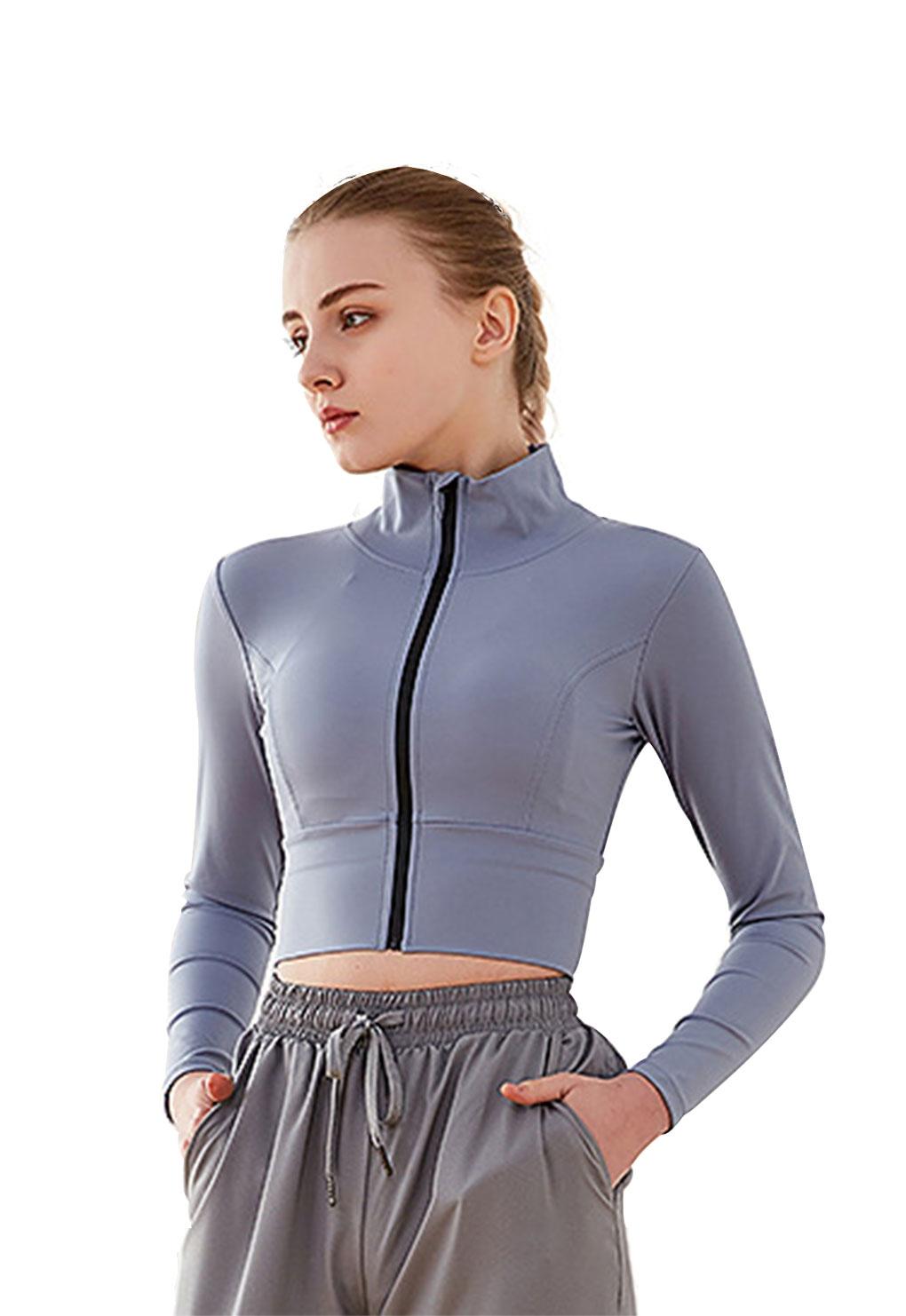 Poleron crop con cierre azul