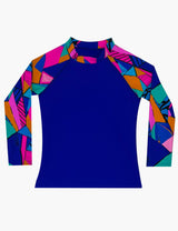 Polera niña protección UV estampado azul