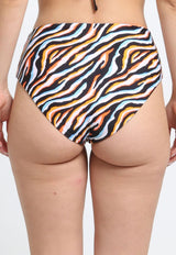 Bikini calzón alto argolla estampado naranja