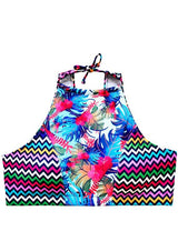 Bikini peto espalda en V estampado azul