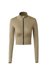 Poleron crop con cierre beige