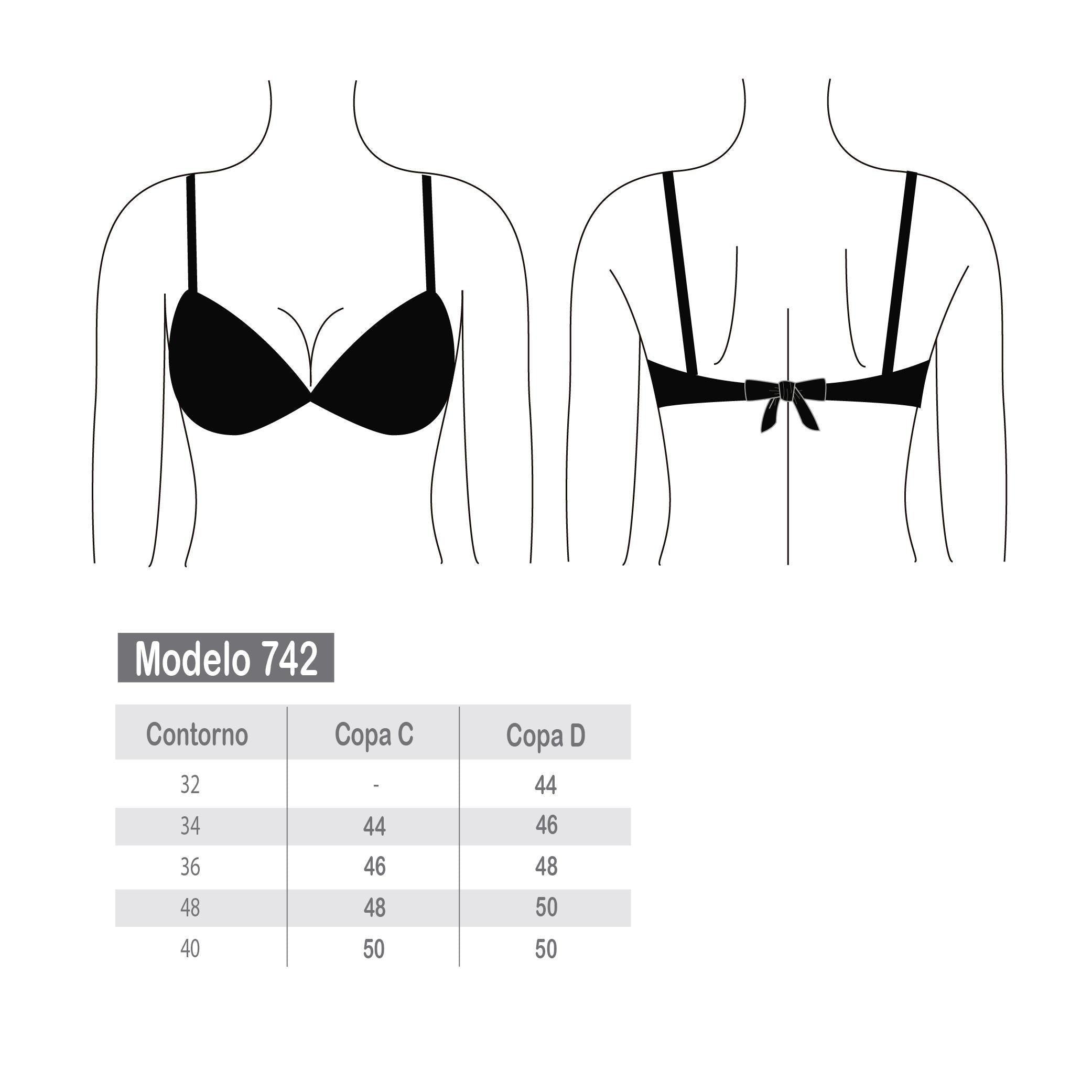 Bikini anudado copa C - D negro