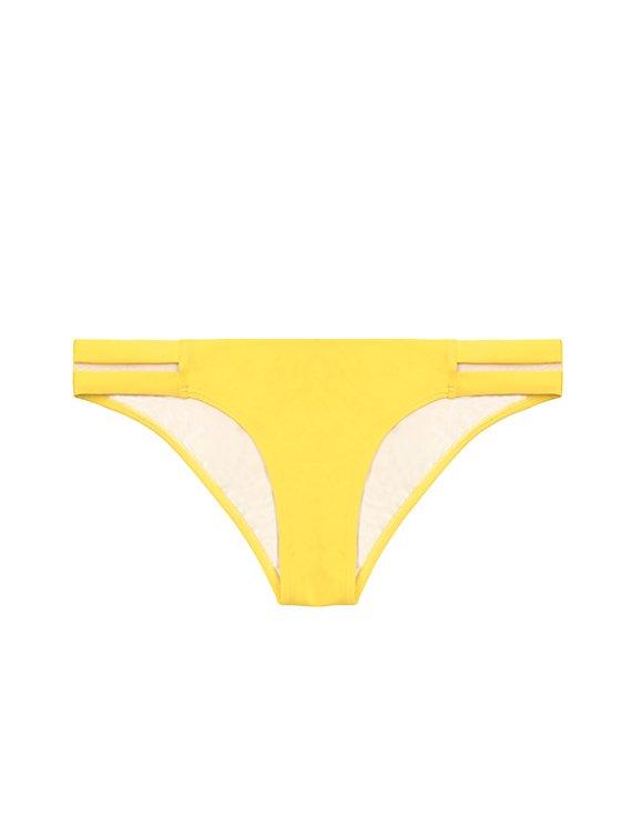 Yellow bikini briefs with openwork sides