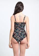 Traje de baño reductor estampado naranja