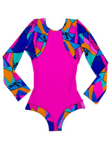 Traje de baño de niña manga larga fucsia
