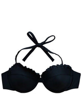 Bikini strapless con vuelos negro