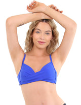 Bikini estilo sostén drapeado azul