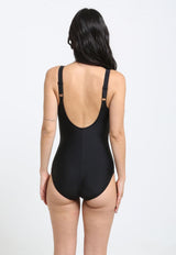 Traje de Baño Deportivo Corte Busto Naranjo con Protección UV Integrada