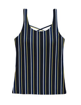 Tankini con escote en la espalda estampado amarillo