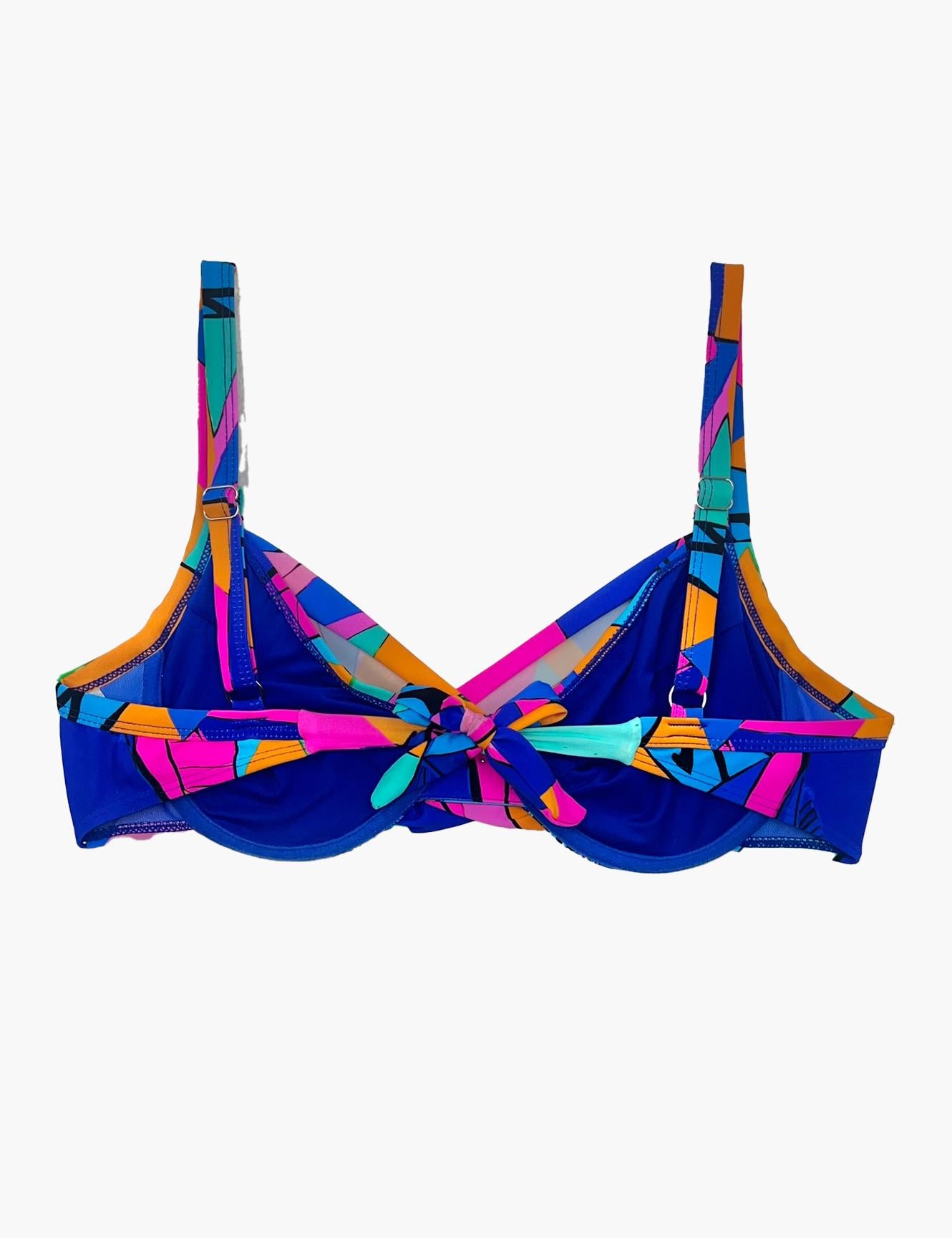 Bikini estilo sostén torcido copa C estampado azul