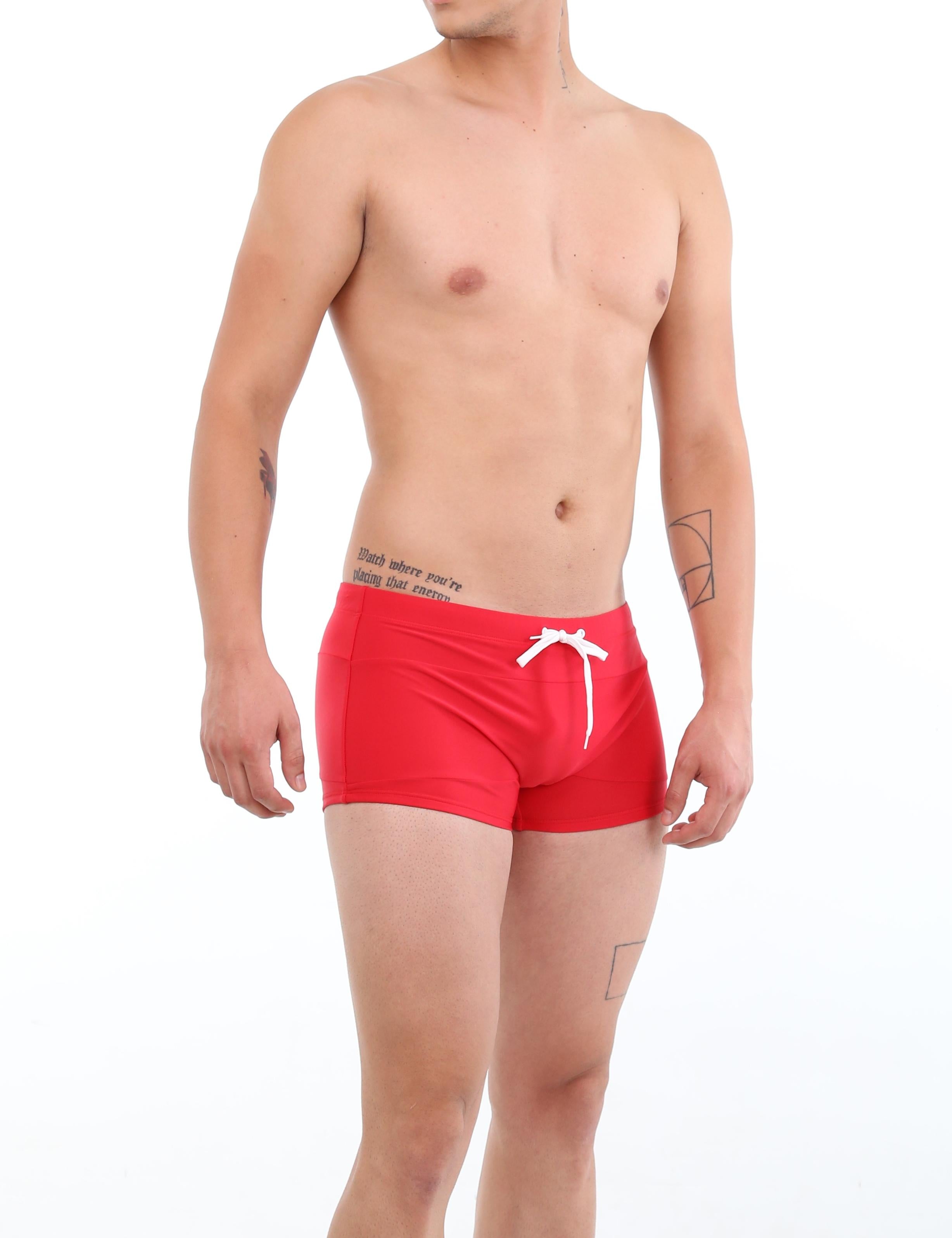 Traje de baño short bóxer para hombres rojo