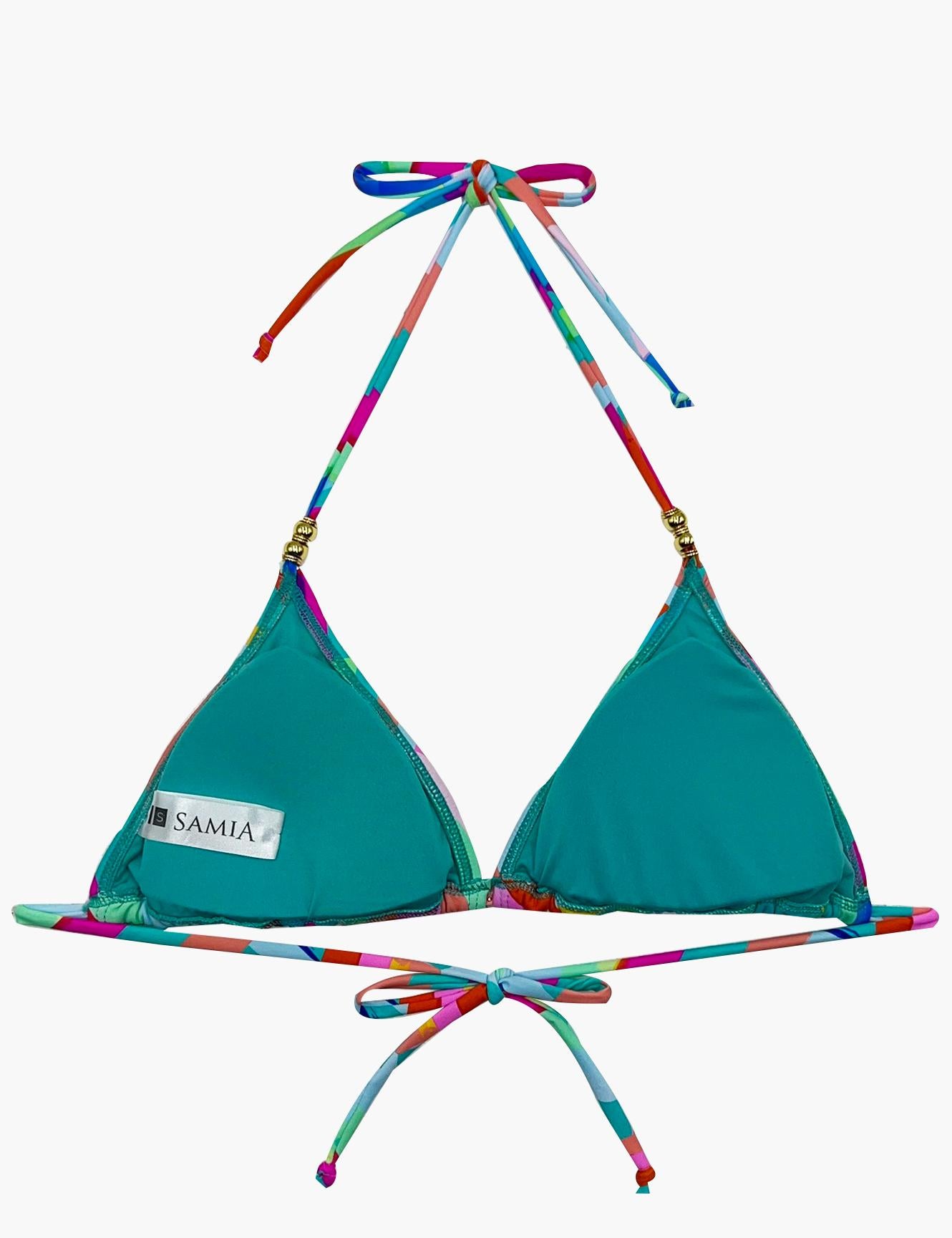 Classic triangle bikini with green print