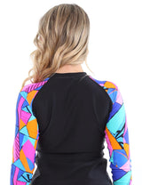 Polera mujer protección UV estampado azul